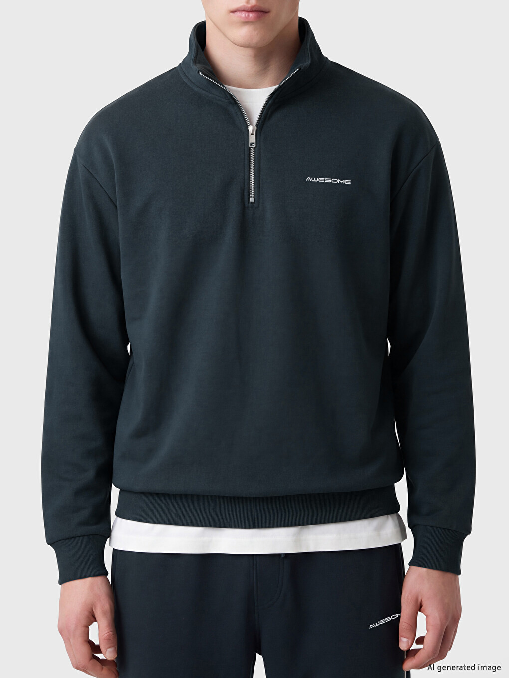 Mock Neck Printed Men's Sweatshirt-2