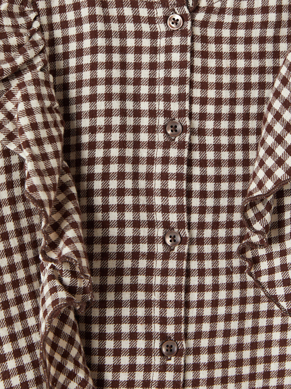 Frill Detailed Plaid Girls' Shirt-1