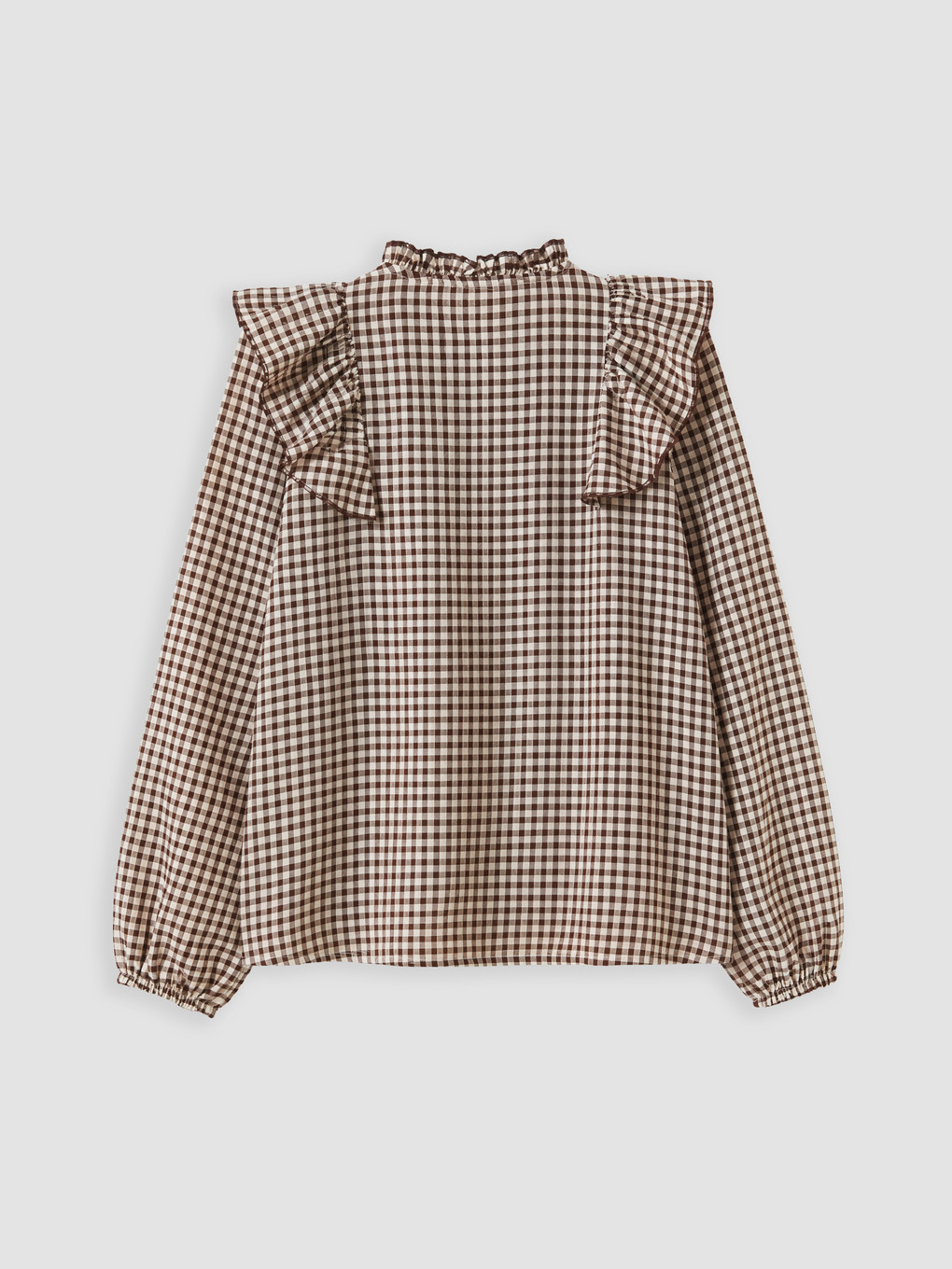 Frill Detailed Plaid Girls' Shirt-2