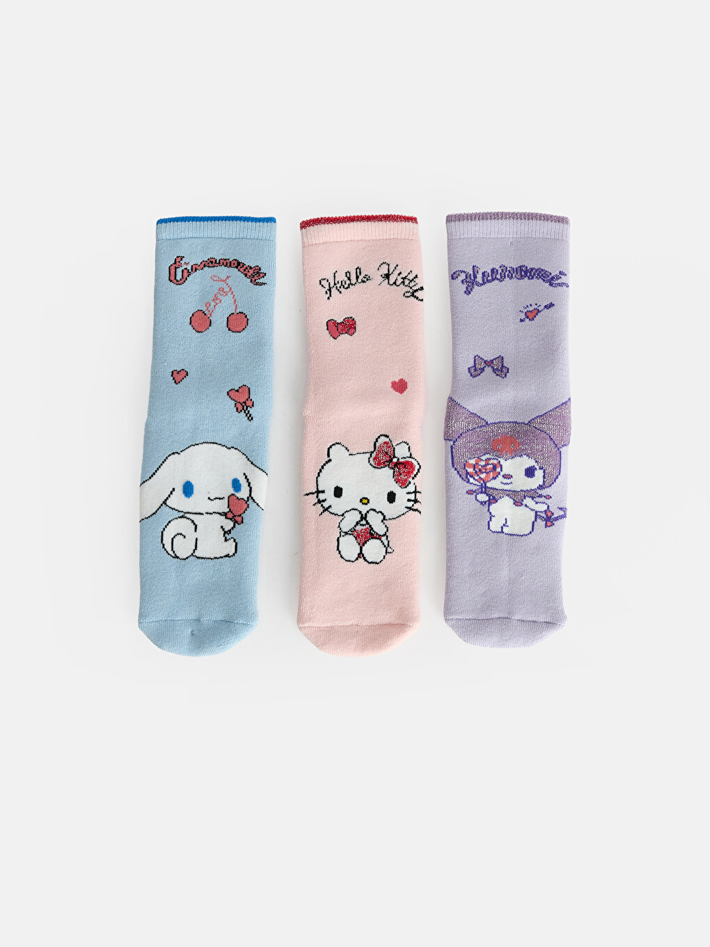 Mavi Hello Kitty Desenli Kız Çocuk Havlu Soket Çorap 3'lü