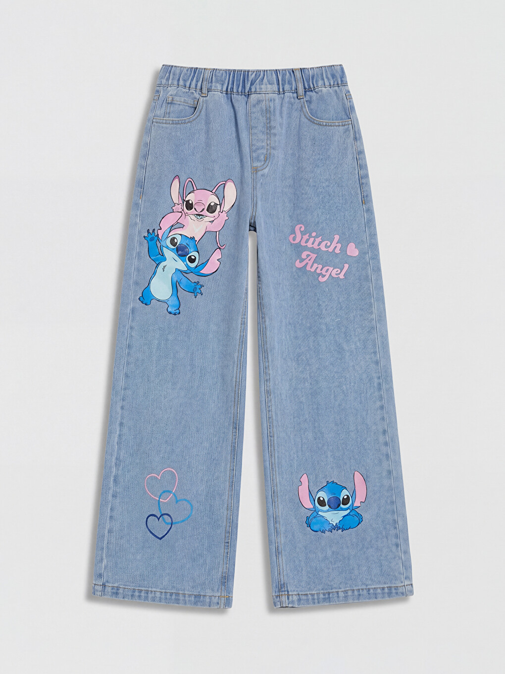 Loose Fit Lilo & Stitch Štampane Dečije Farmerke
