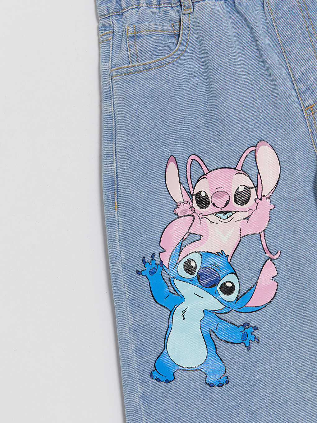 Loose Fit Lilo & Stitch Štampane Dečije Farmerke-2