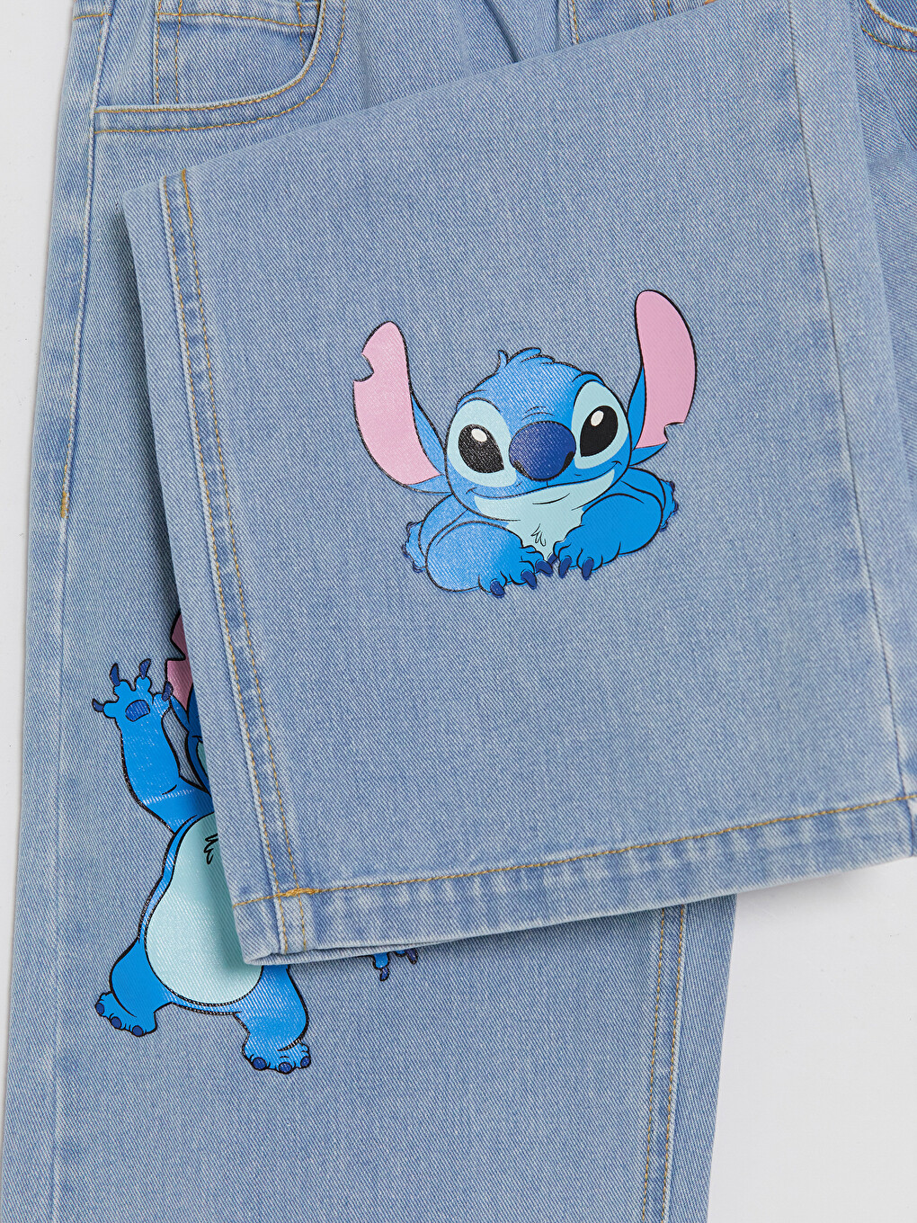 Loose Fit Lilo & Stitch Štampane Dečije Farmerke-3