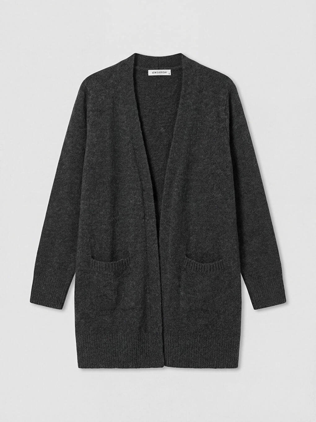 Antrasit V Yaka Kadın Triko Hırka-4