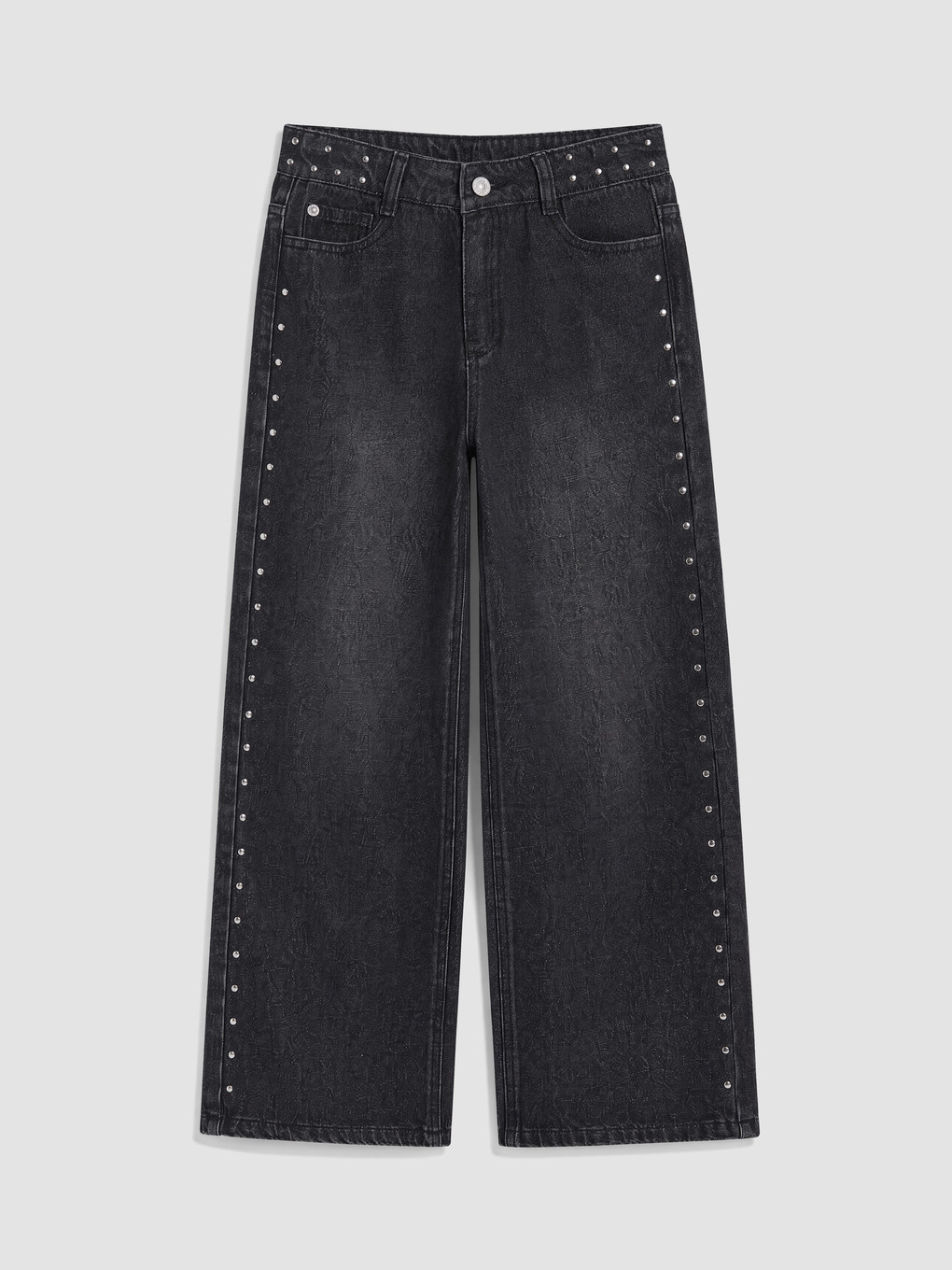 Wideleg Stone Detailed Girls' Jean
