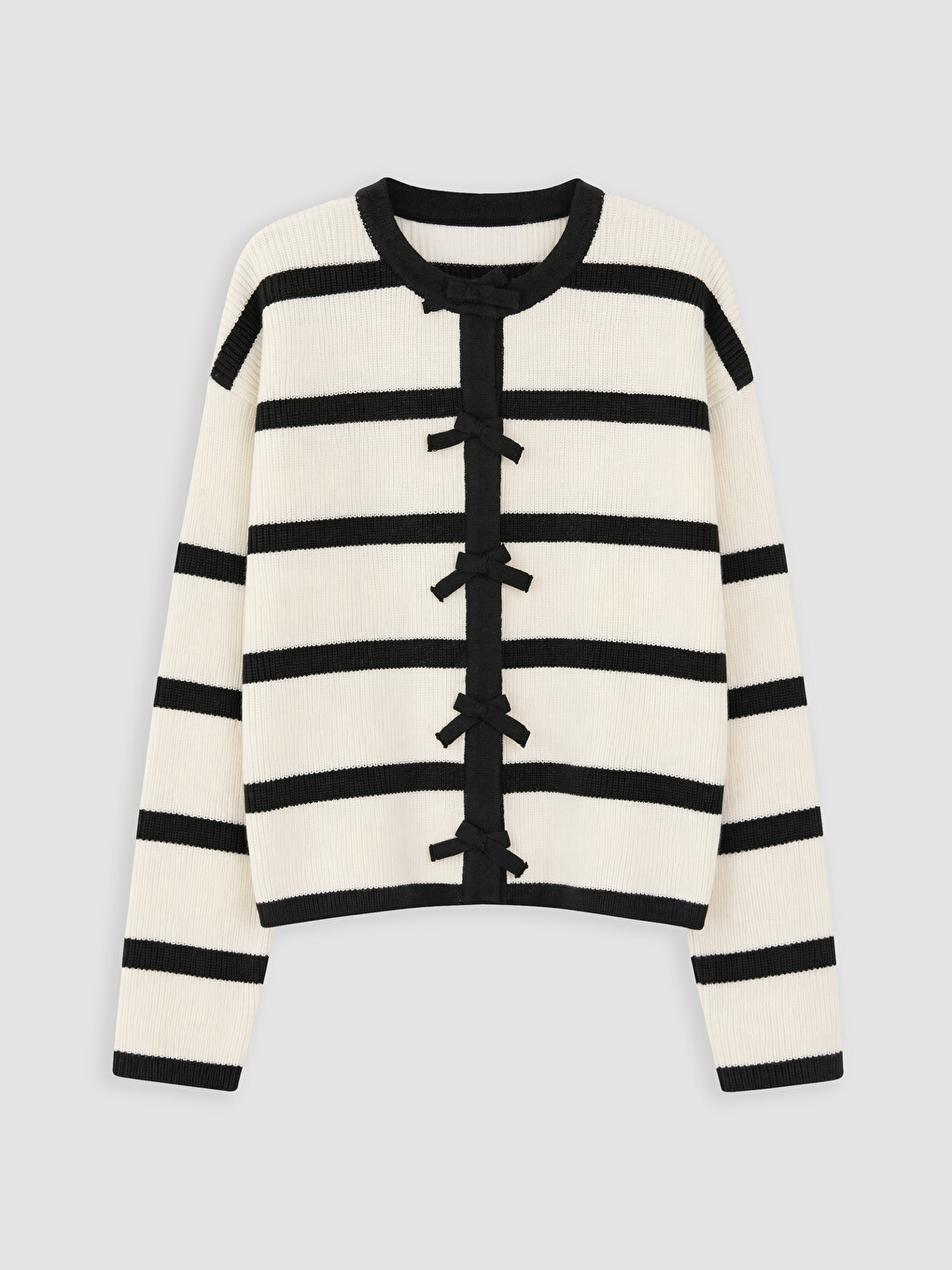 Bow Detailed Crew Neck Girls' Cardigan