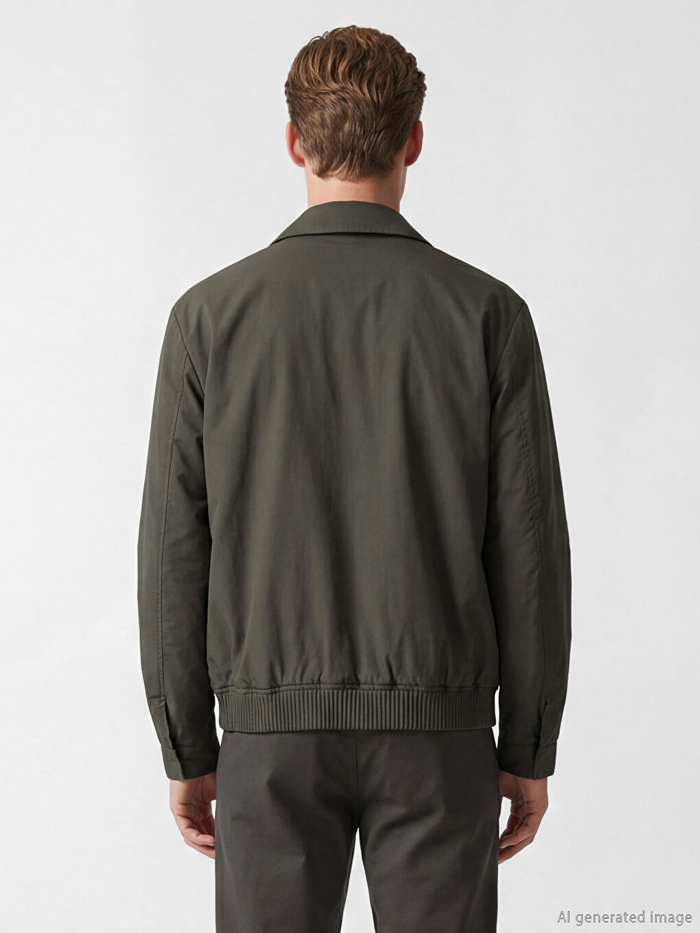 Haki Standart Kalıp Gömlek Yaka Erkek Mont-3