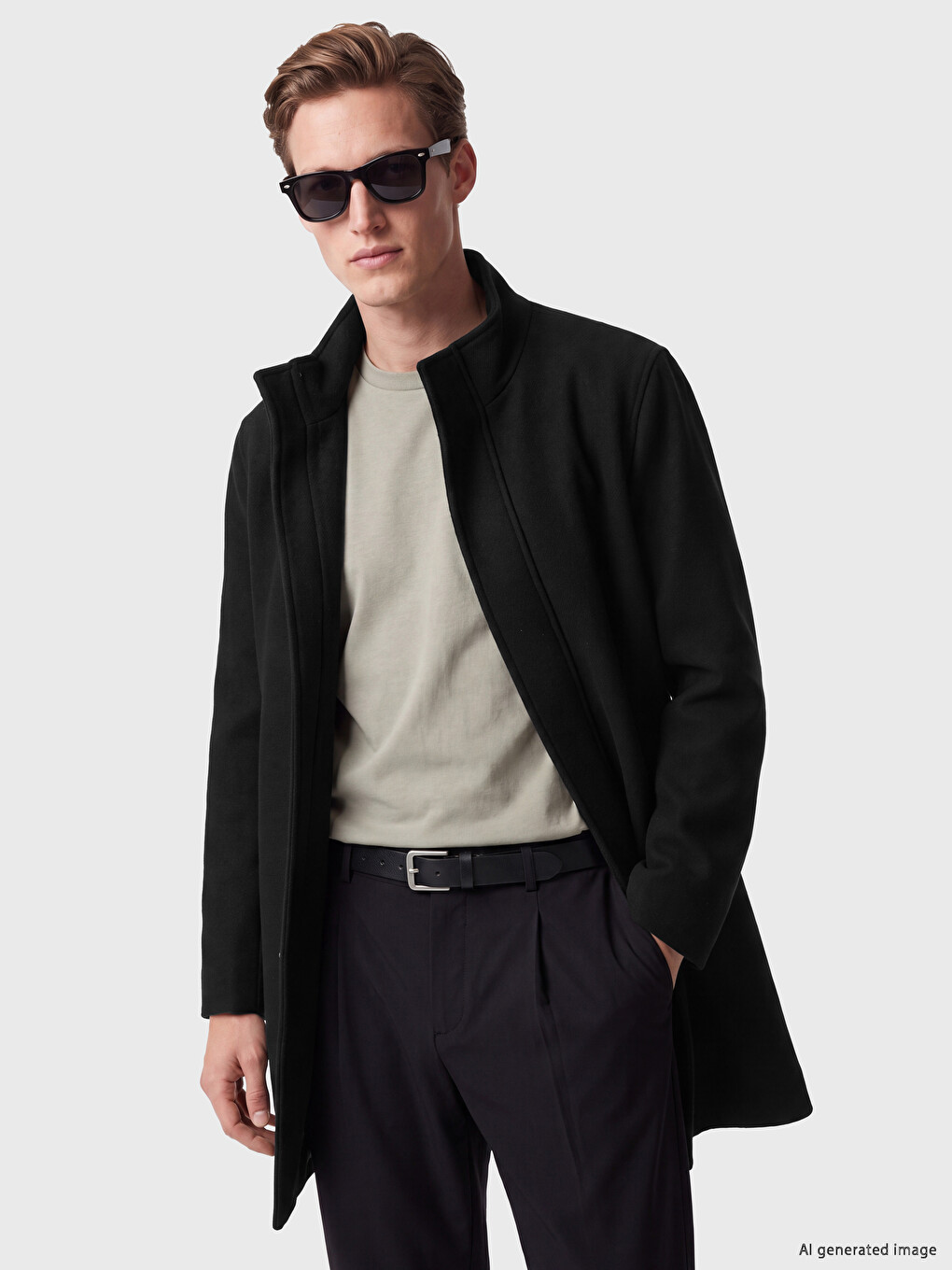 Regular Fit Mock Neck Men's Coat