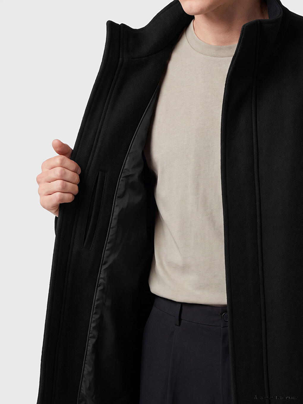 Regular Fit Mock Neck Men's Coat-4