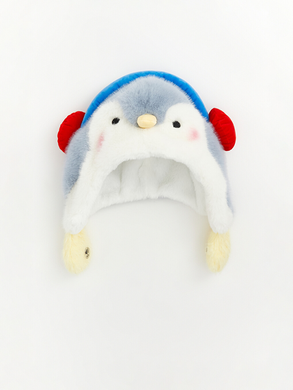 Ekru Penguen Figürlü Erkek Çocuk Kar Şapkası