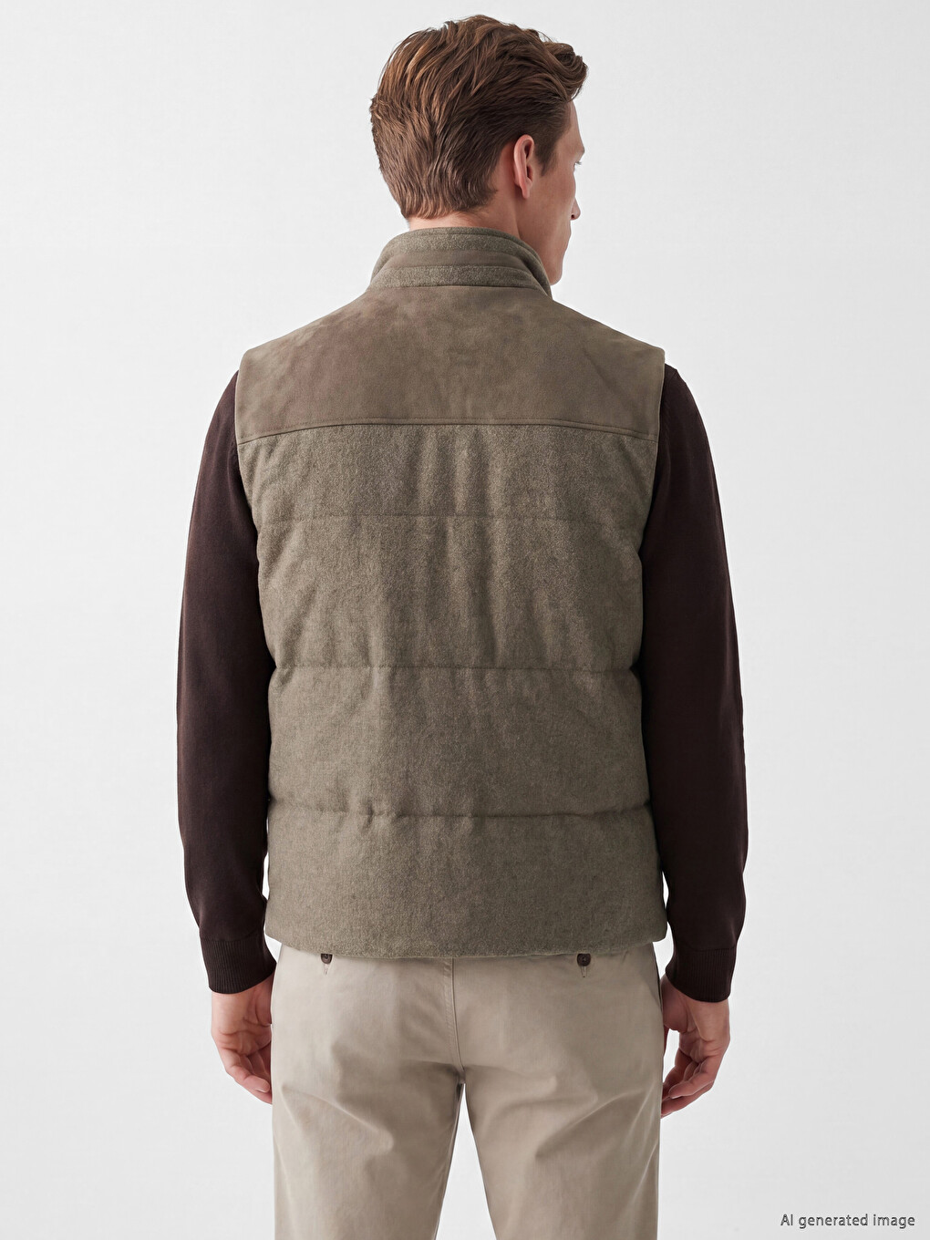 Man Brown Puffer Gilet-3