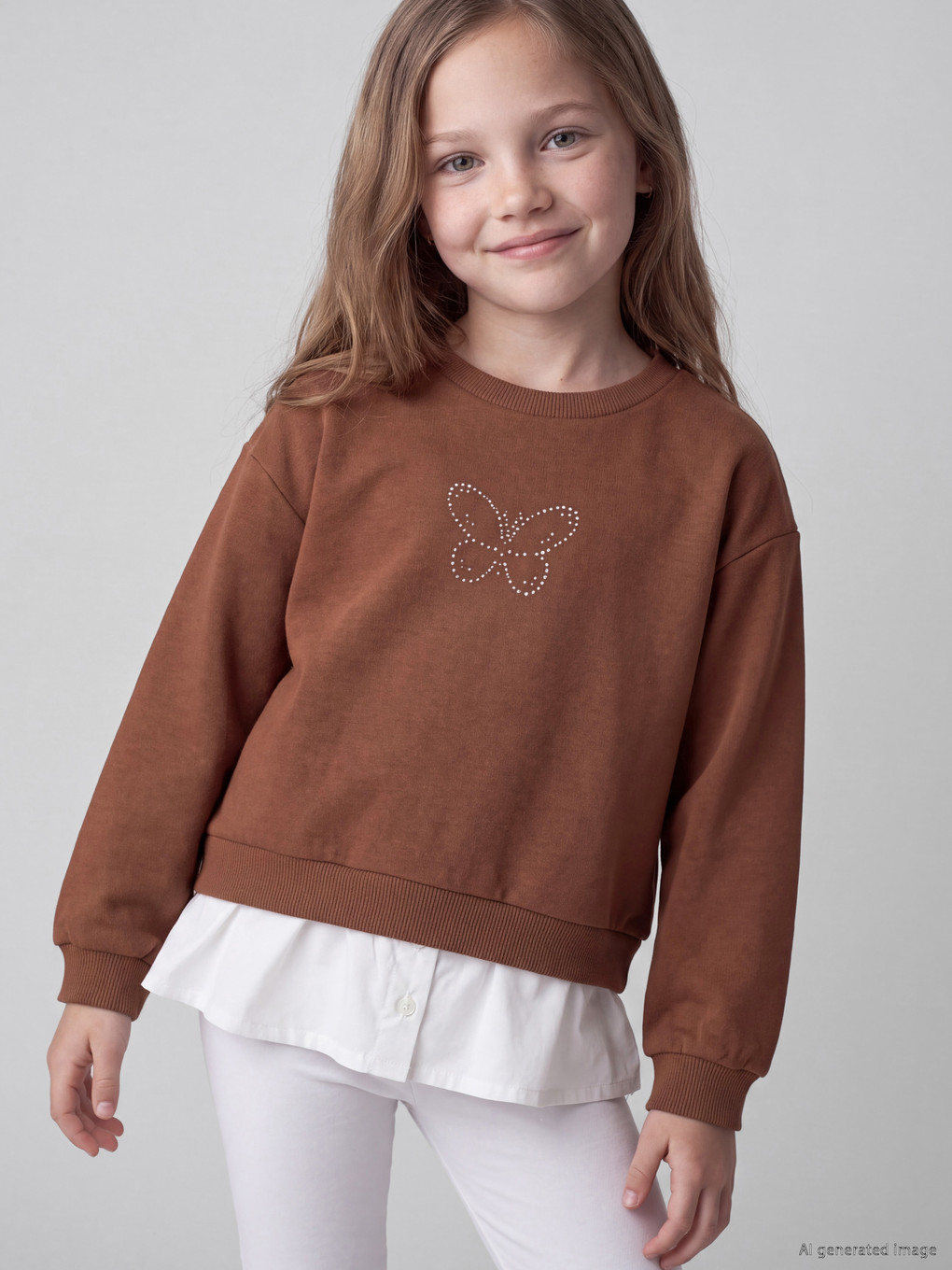 Printed Girls' Thick Sweatshirt