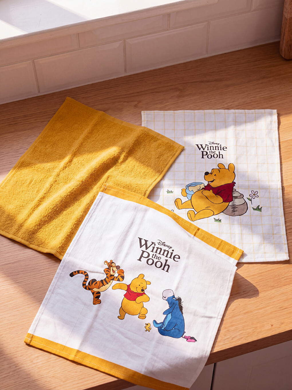 Karışık Winnie The Pooh Baskılı Pamuklu Kurulama Bezi 3'lü 40x50 Cm