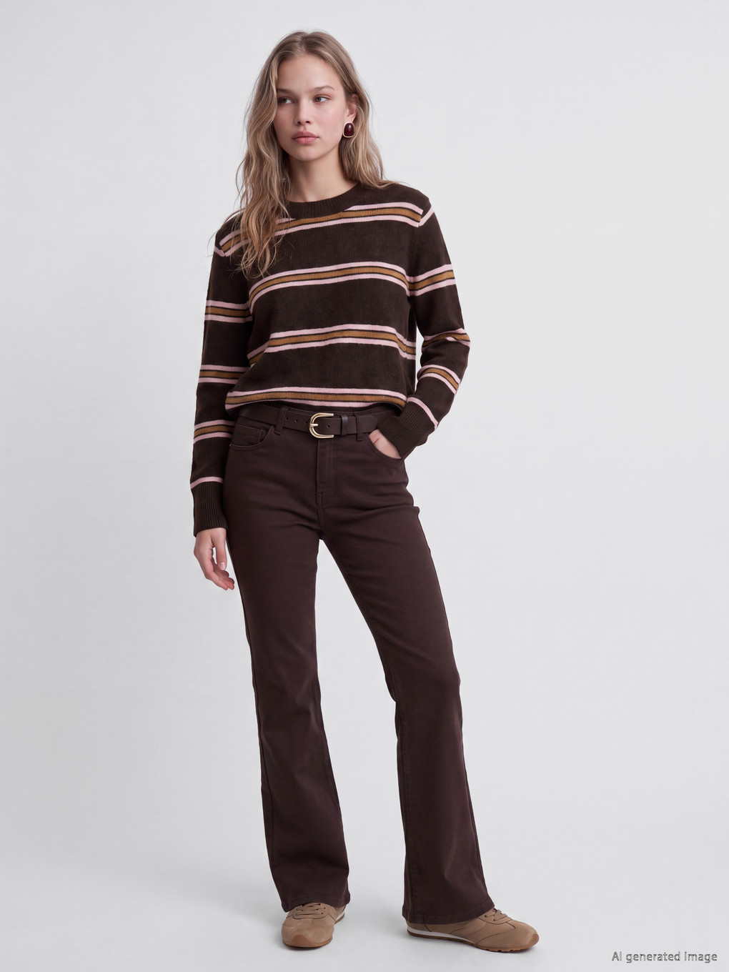 Pull-over En Maille Rayé Pour Femme-1