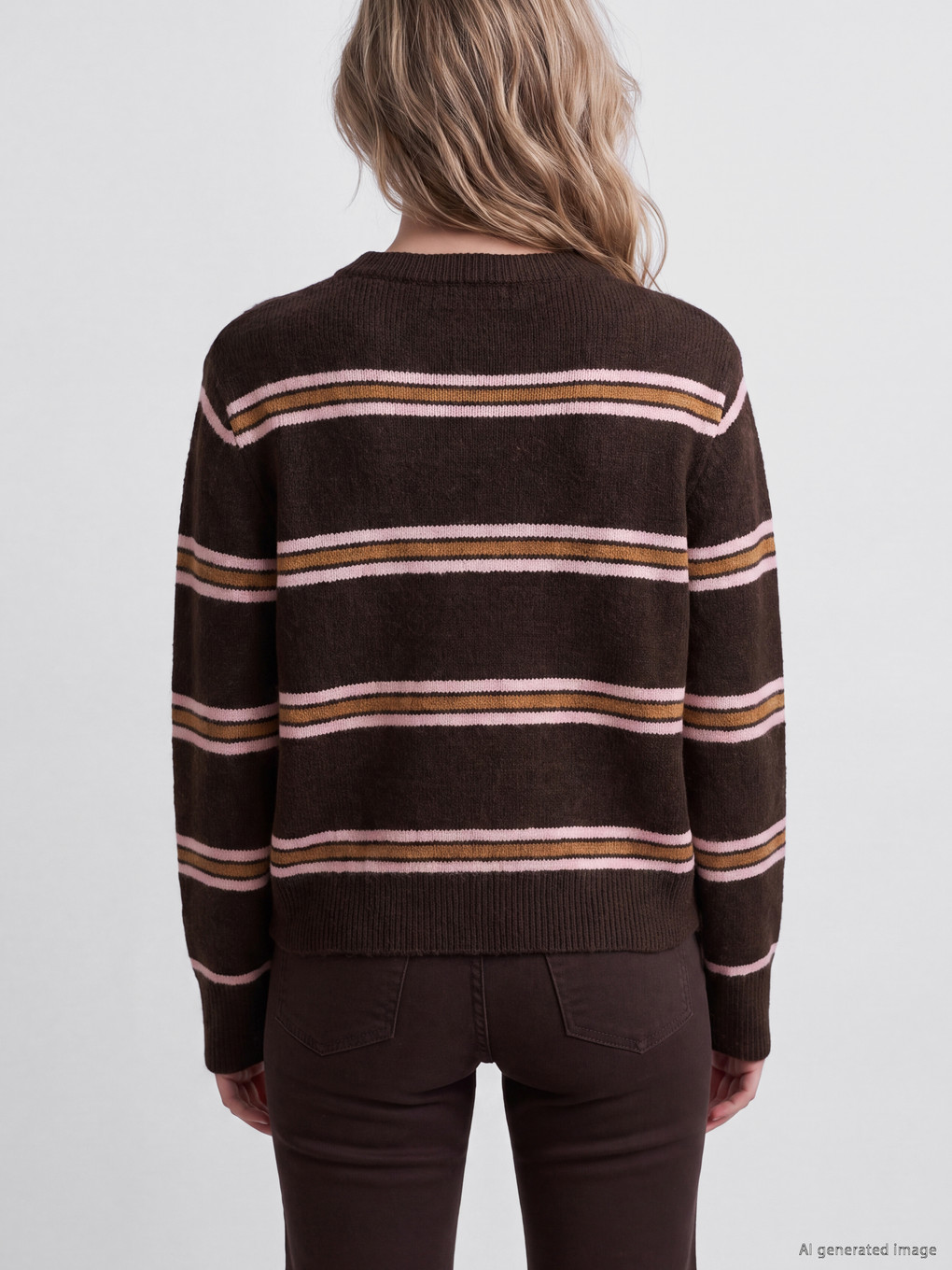 Pull-over En Maille Rayé Pour Femme-3