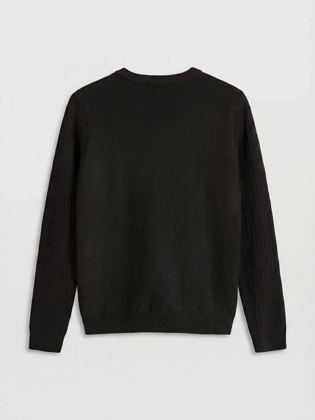 Siyah Bisiklet Yaka Desenli Kadın Triko Kazak	-1