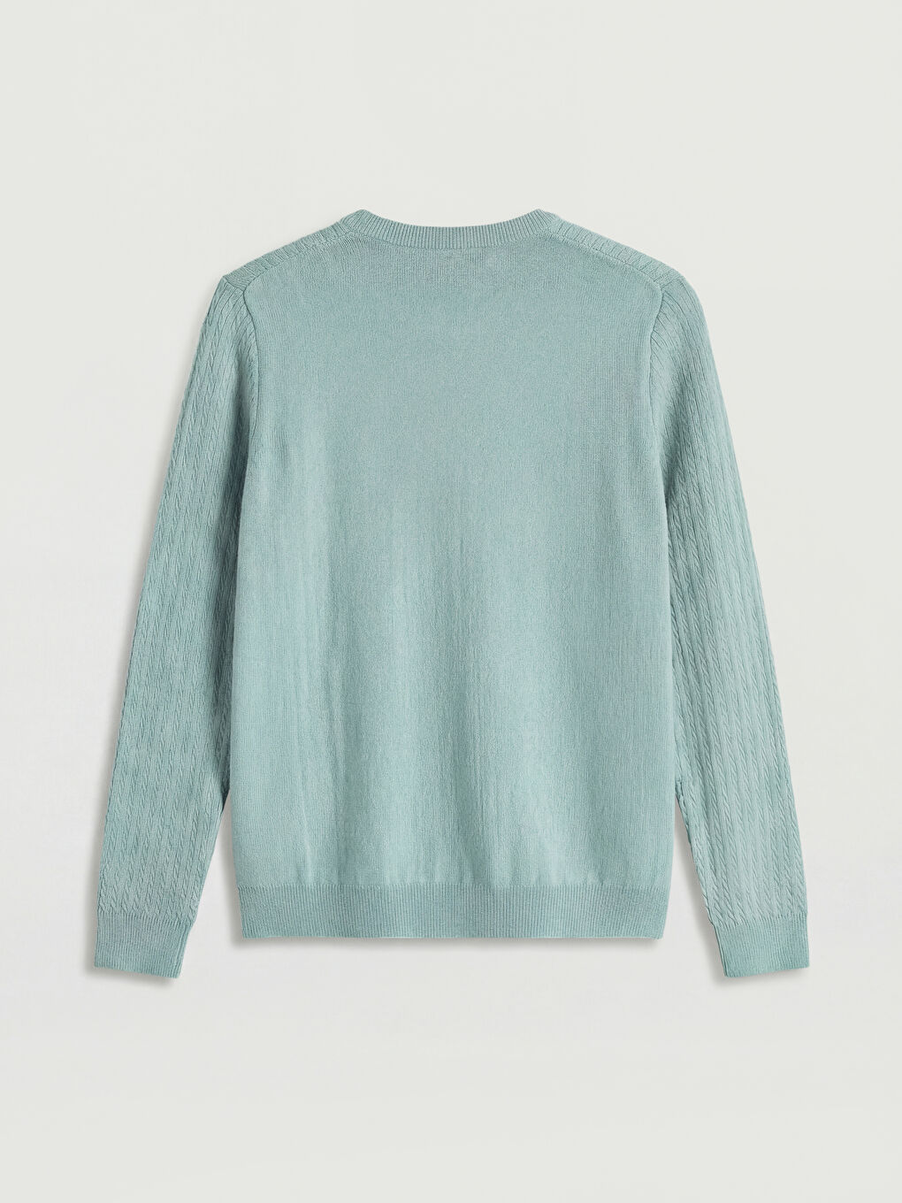 Yeşil Bisiklet Yaka Desenli Kadın Triko Kazak	-1