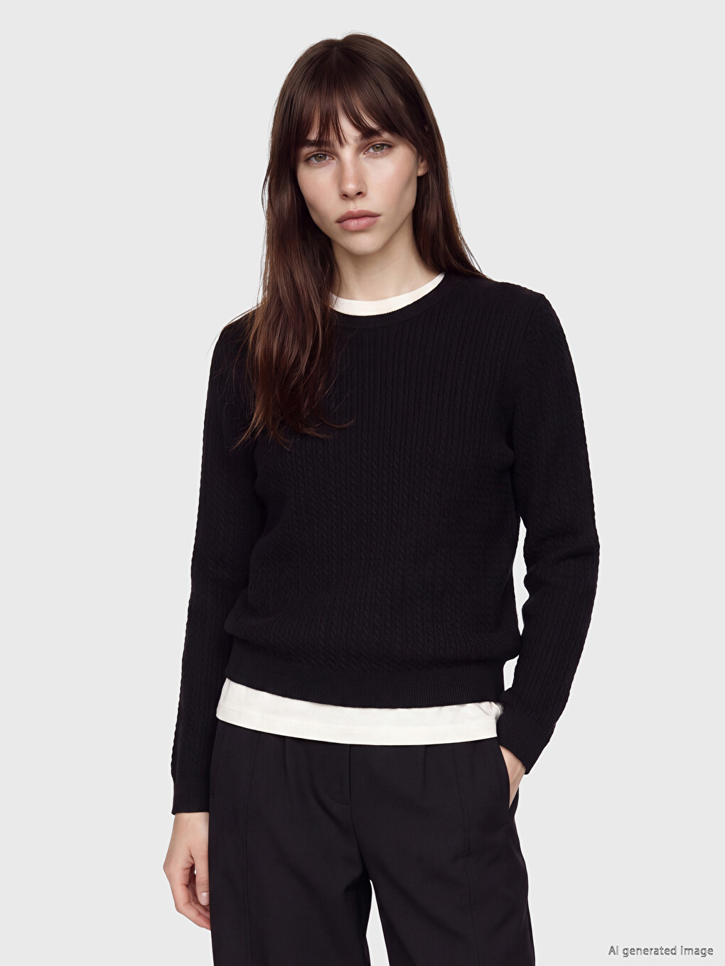 Crew Neck Patterned Women's Knitwear Sweater