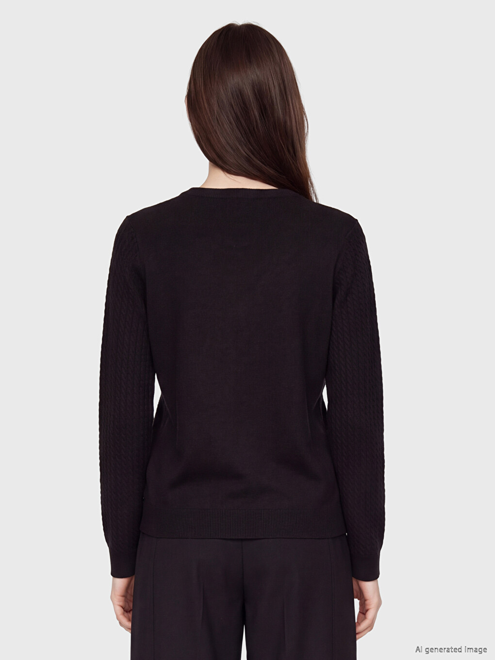 Crew Neck Patterned Women's Knitwear Sweater-4