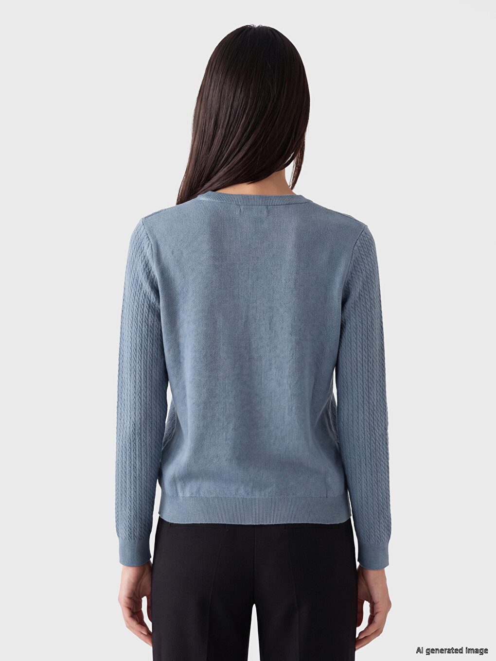 Crew Neck Patterned Women's Knitwear Sweater-3