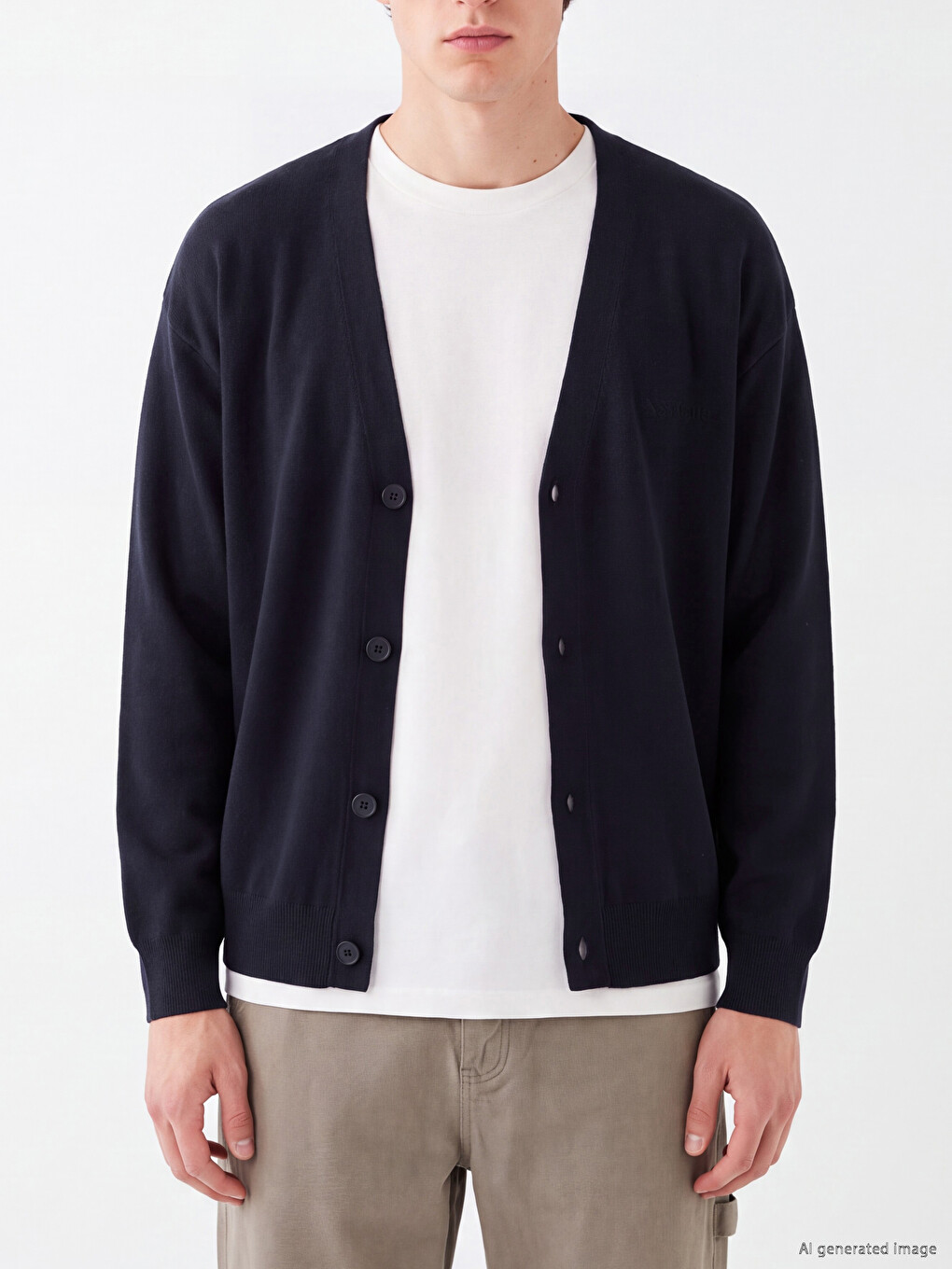 Cardigan Bărbați Standard Fit Cu Decolteu În V-2
