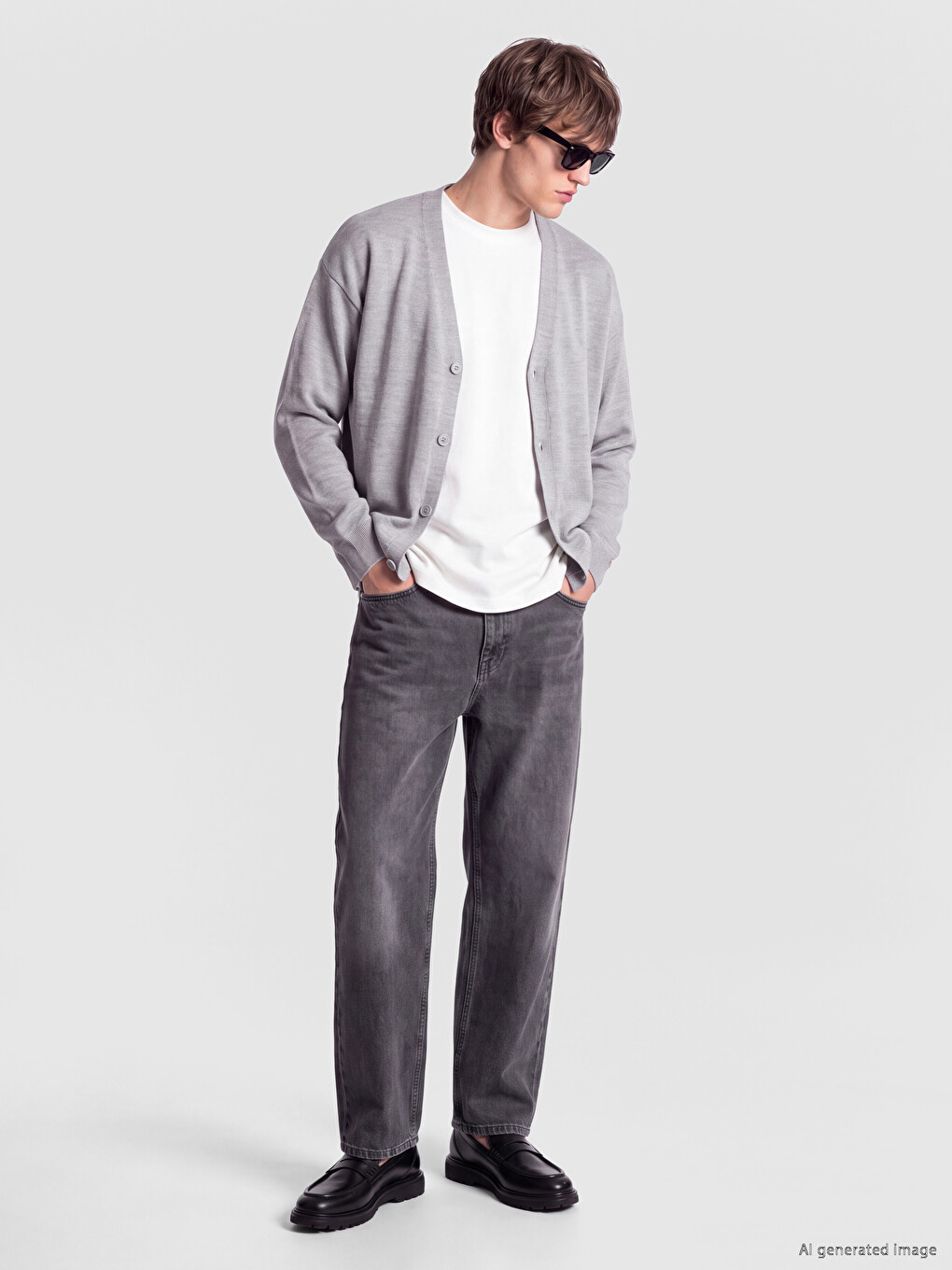 Cardigan Bărbați Standard Fit Cu Decolteu În V-1