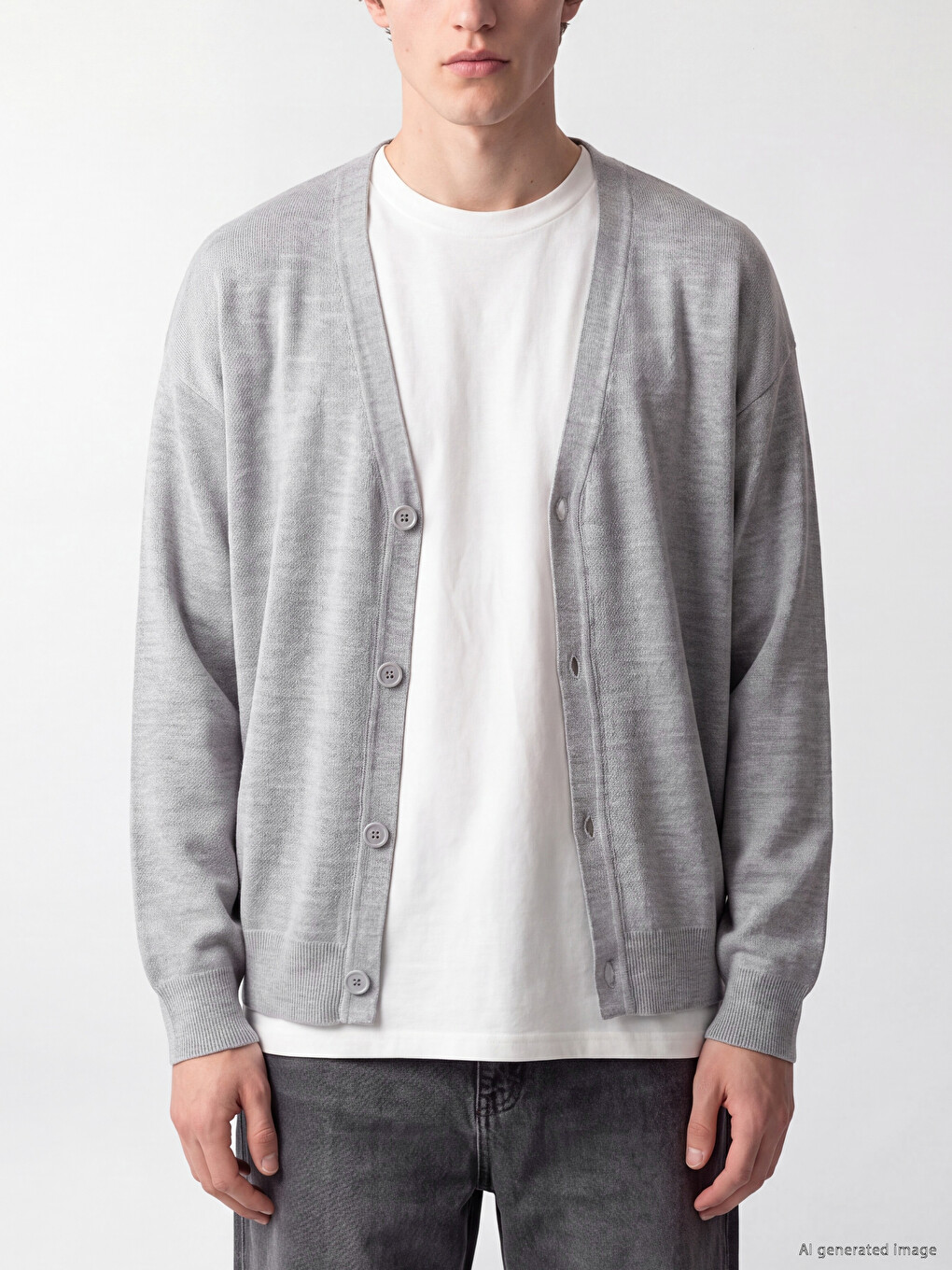 Cardigan Bărbați Standard Fit Cu Decolteu În V-2