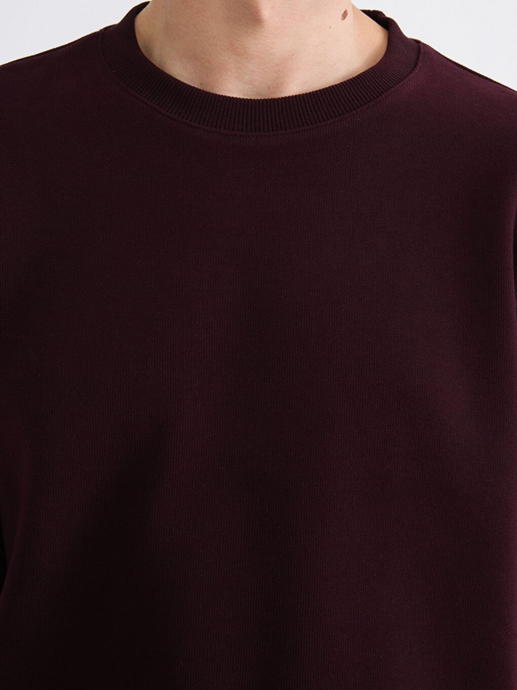 Kahverengi Bisiklet Yaka Kalın Kumaş Erkek Sweatshirt-2