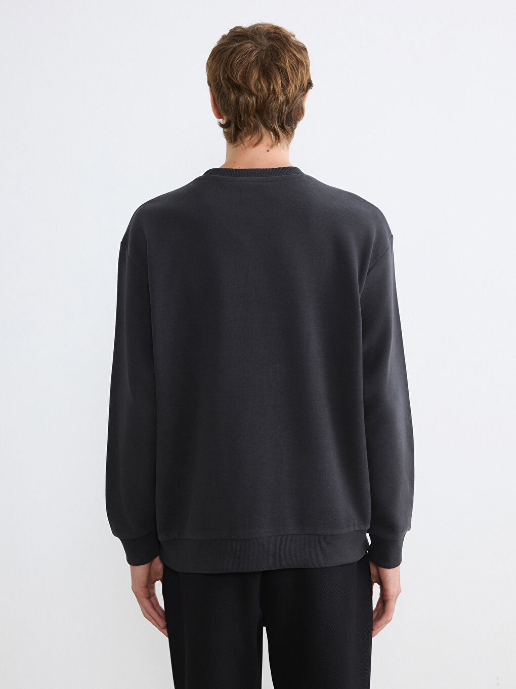 Antrasit Regular Fit Bisiklet Yaka Erkek Sweatshirt-3