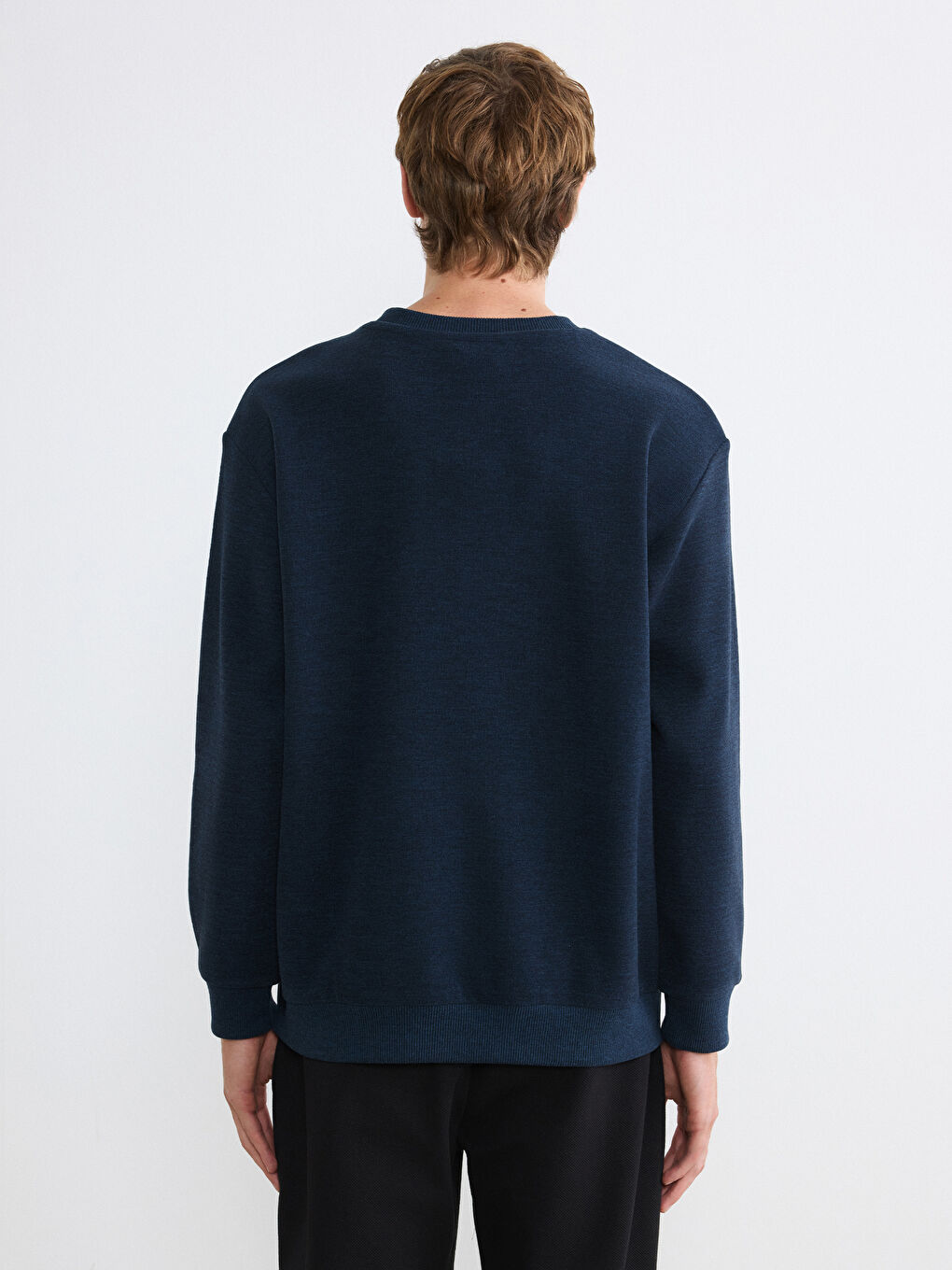 Lacivert Bisiklet Yaka Erkek Sweatshirt-3