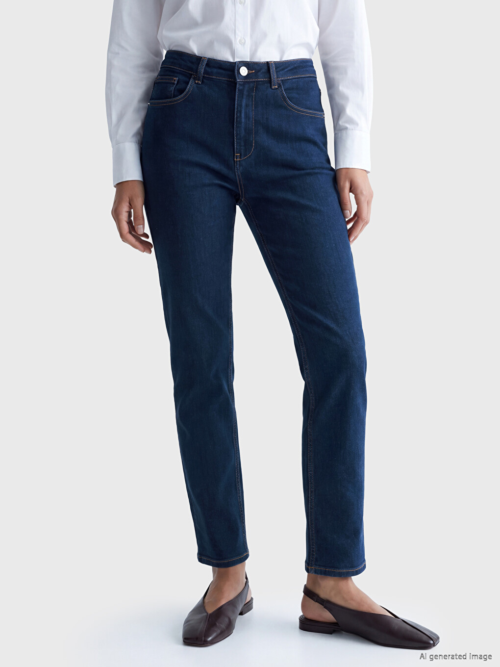 İndigo Flare Kadın Jean Pantolon-1