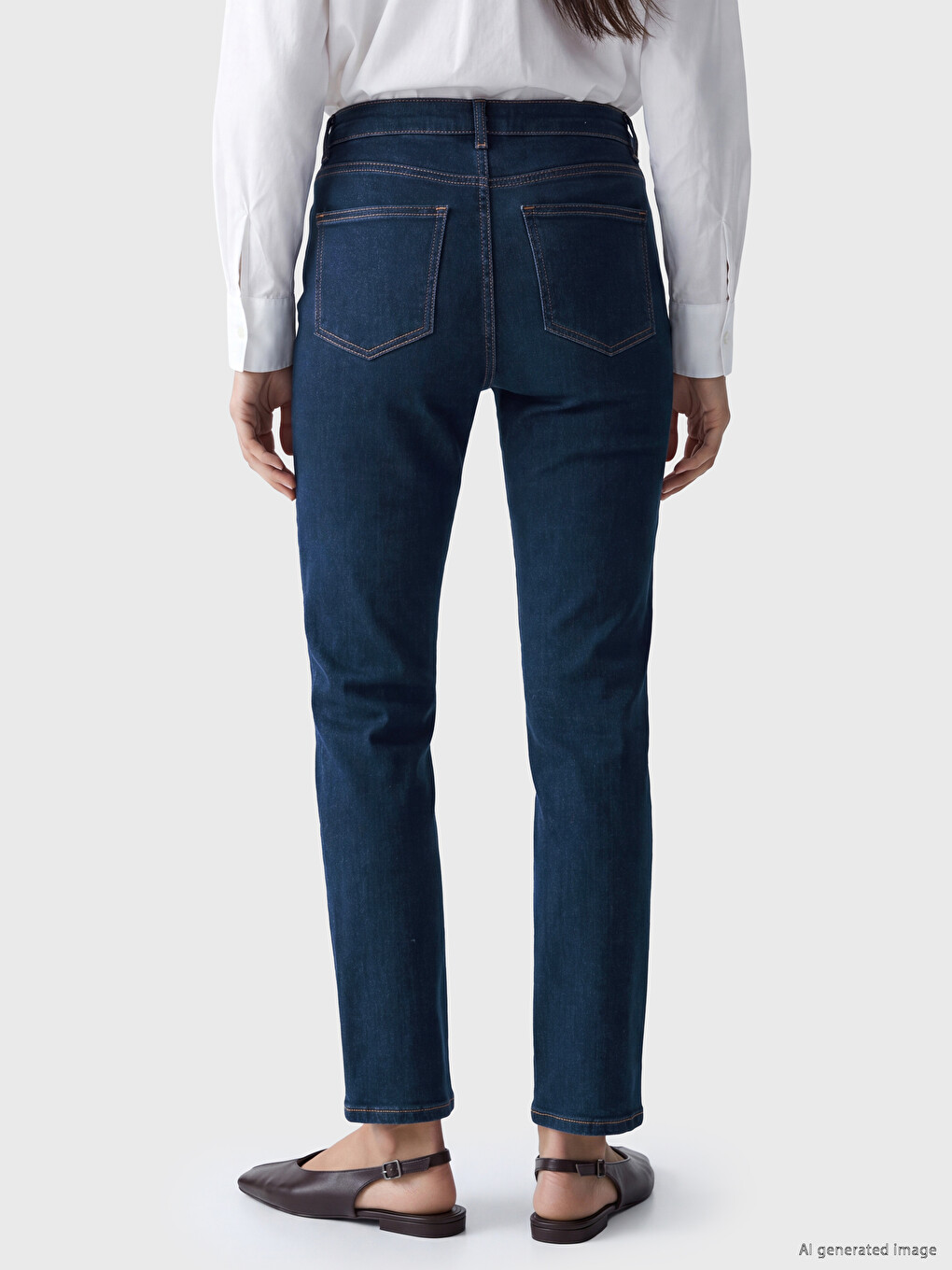 İndigo Flare Kadın Jean Pantolon-3