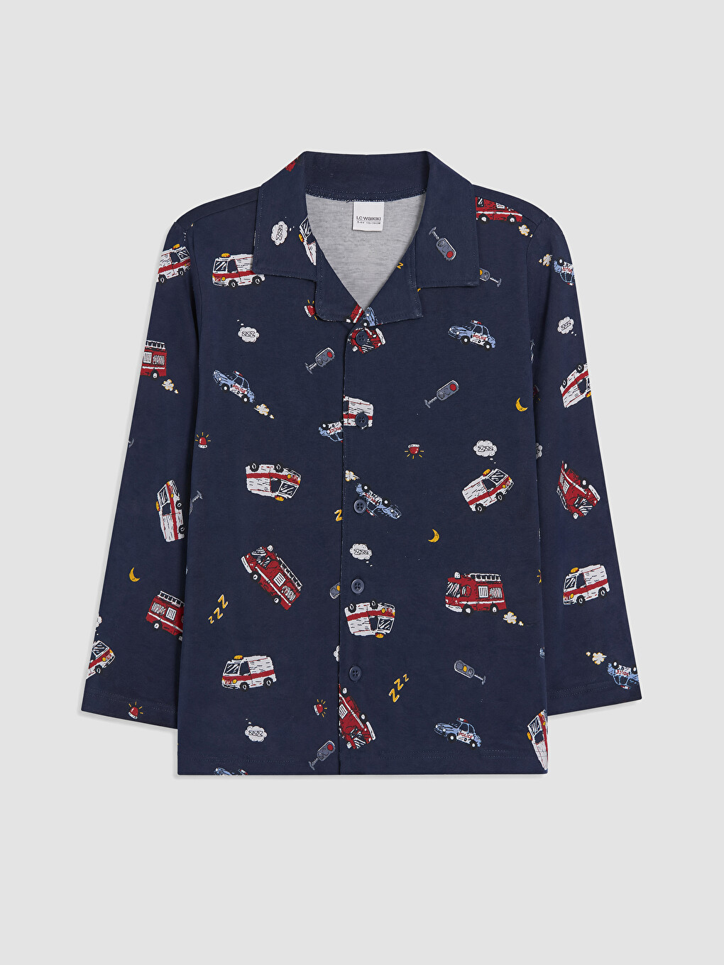 Lacivert Gömlek Yaka Erkek Çocuk Pijama Takımı-1
