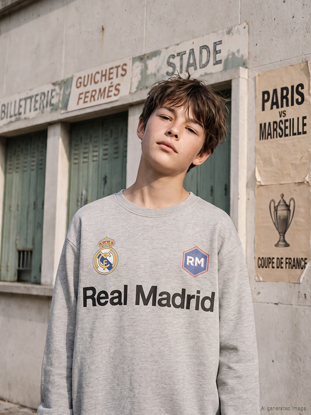 Crew Neck Real Madrid Printed Boys' Sweatshirt-1