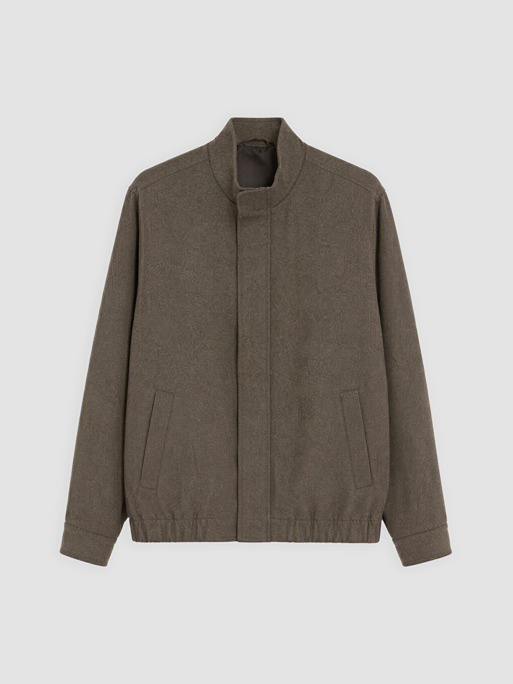 Standard Fit Zippered Mock Neck Men's Jacket-4