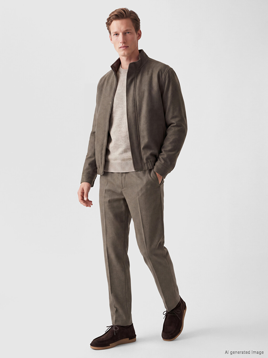 Standard Fit Zippered Mock Neck Men's Jacket-1
