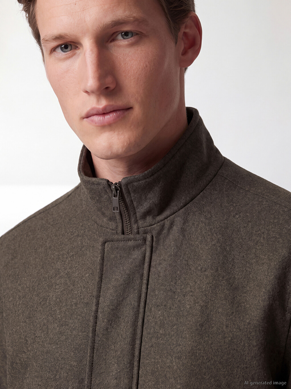 Standard Fit Zippered Mock Neck Men's Jacket-2