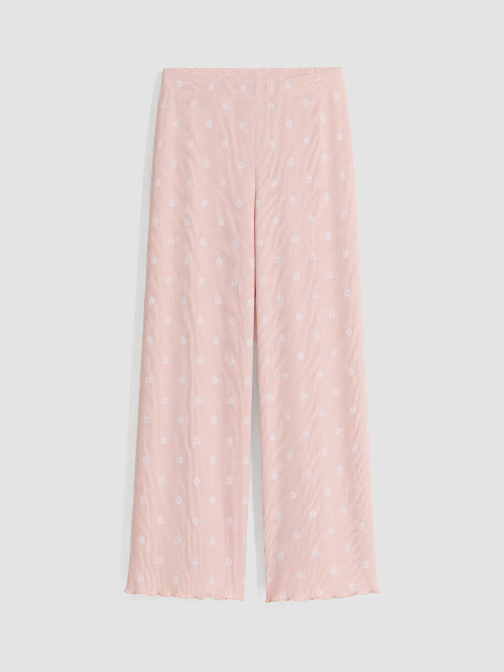 Pembe V Yaka Çiçekli Kadın Pijama Takım-4