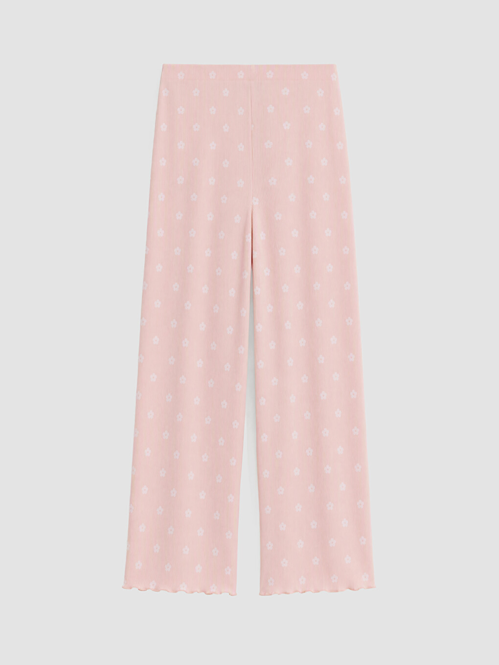 Pembe V Yaka Çiçekli Kadın Pijama Takım-6