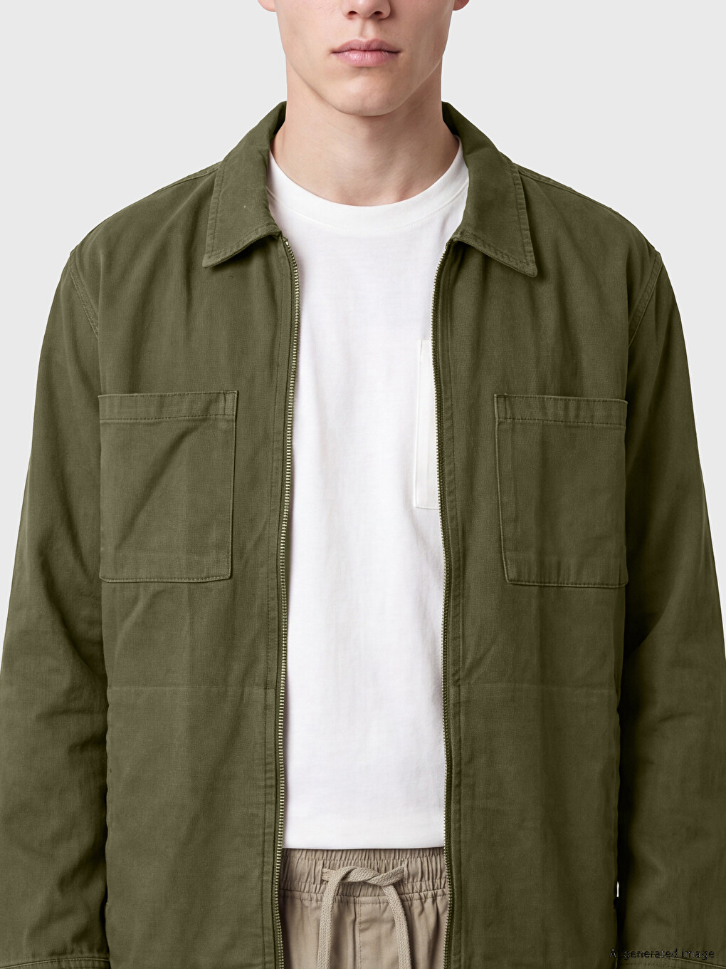 Relaxed Fit Men's Gabardine Shirt Jacket-2