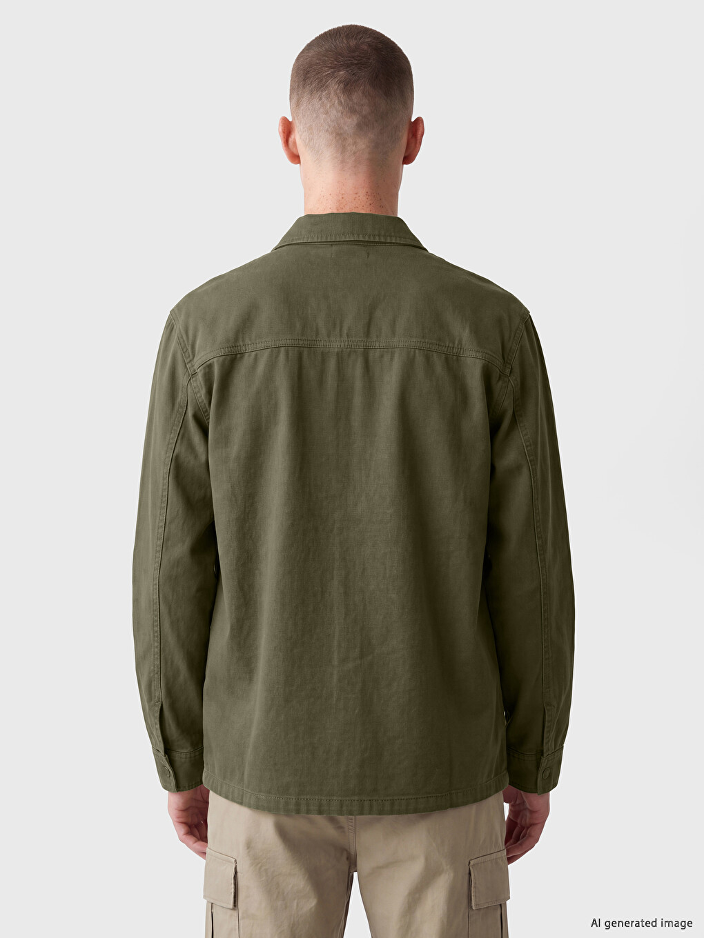 Relaxed Fit Men's Gabardine Shirt Jacket-3