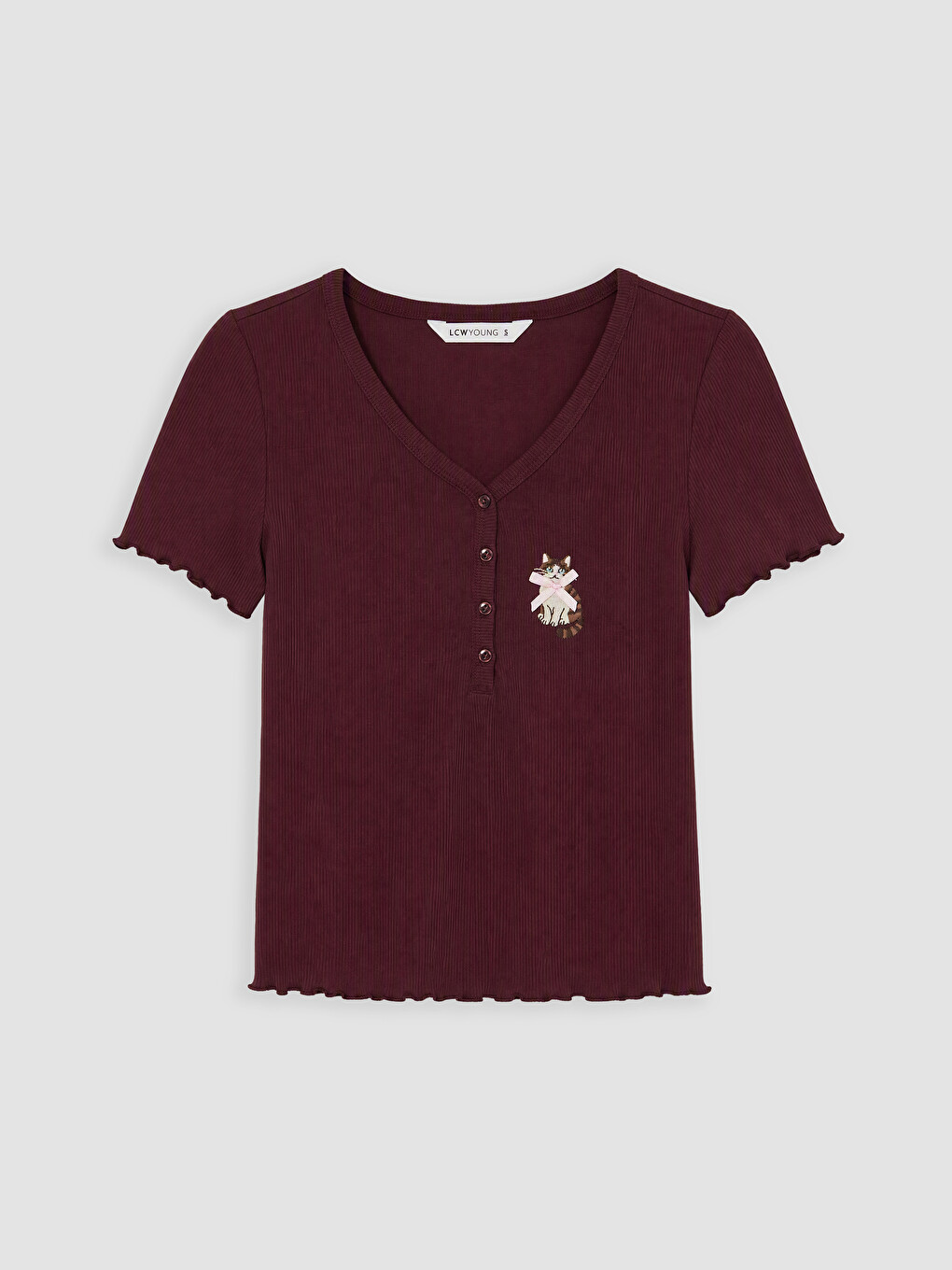 Mürdüm V Yaka Nakışlı Kadın Pijama Takım-5