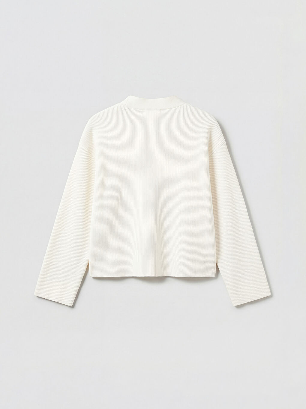 Ekru V Yaka Kız Çocuk Triko Hırka-1