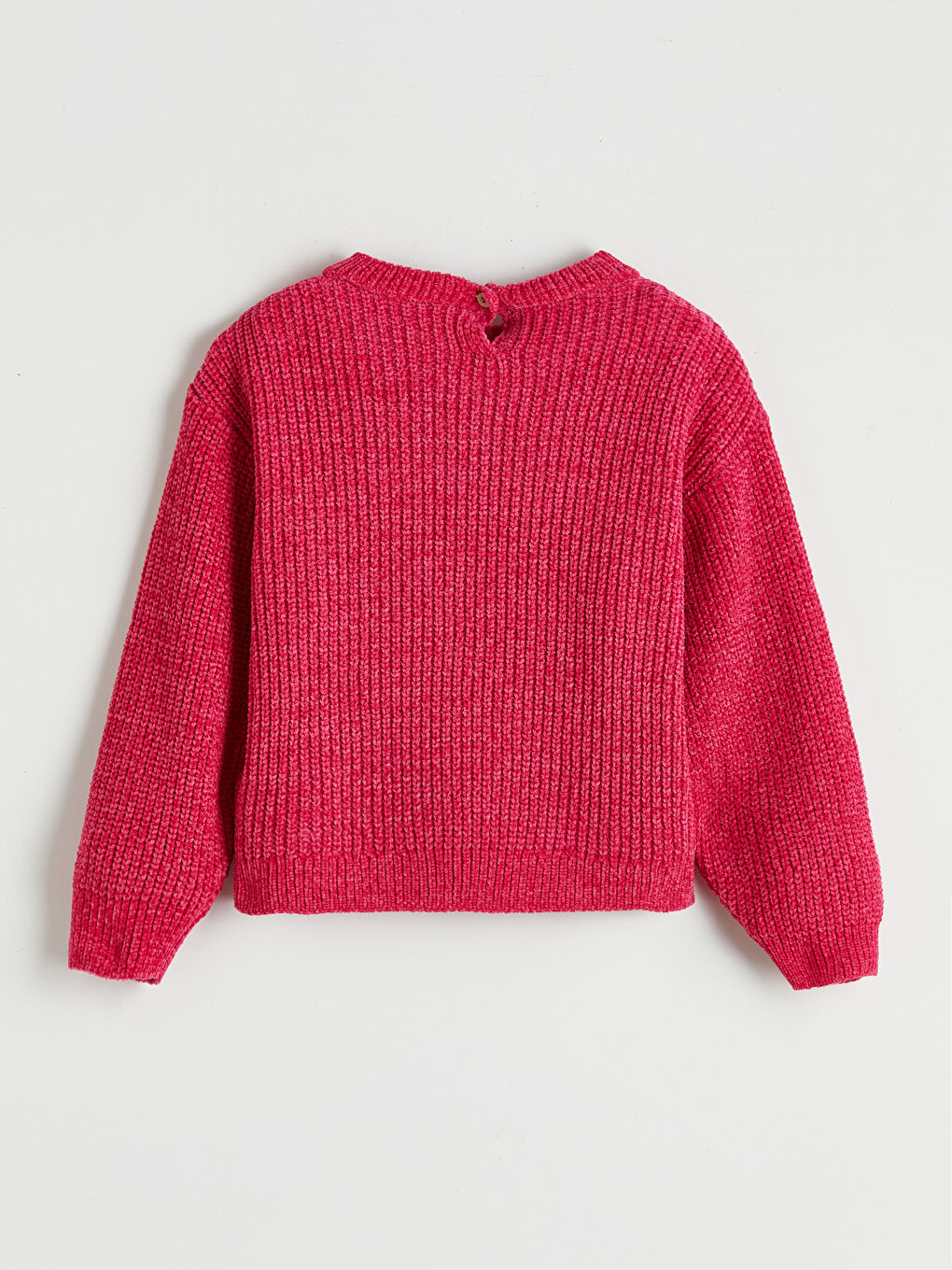 Fuşya Bisiklet Yaka Kalp İşlemeli Kız Çocuk Triko Kazak	-1