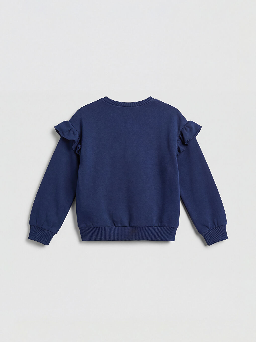 Lacivert Fırfırlı Kız Çocuk Sweatshirt 2'li-2
