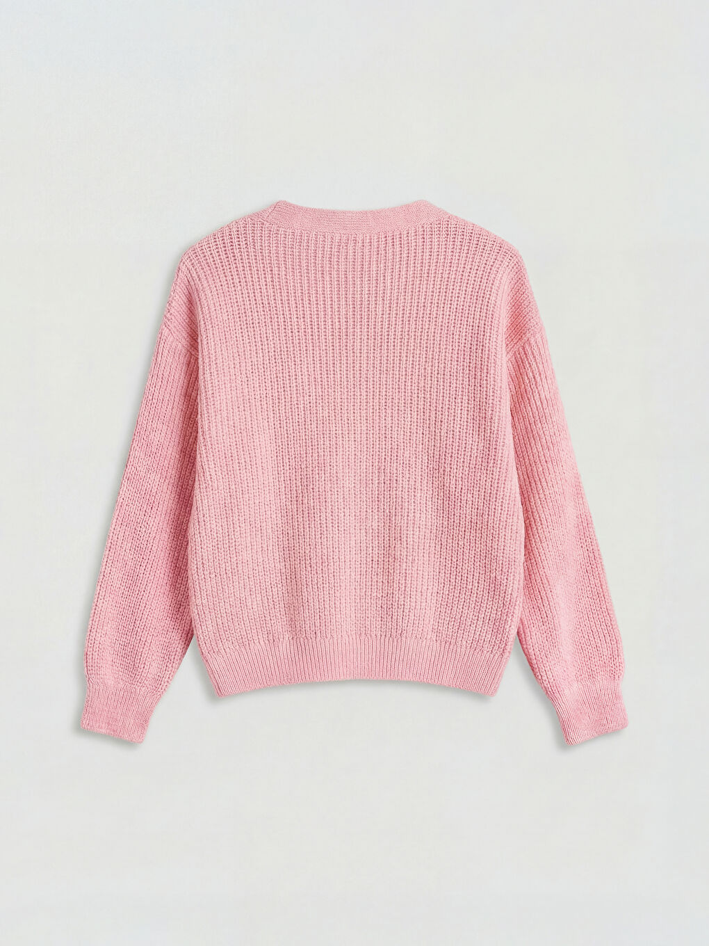 Pembe V Yaka Payet İşlemeli Kız Çocuk Triko Hırka-1