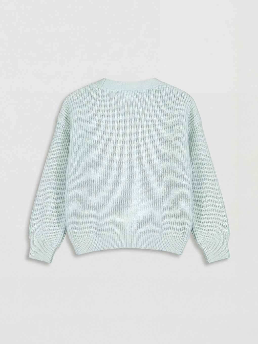 Haki V Yaka Payet İşlemeli Kız Çocuk Triko Hırka-1