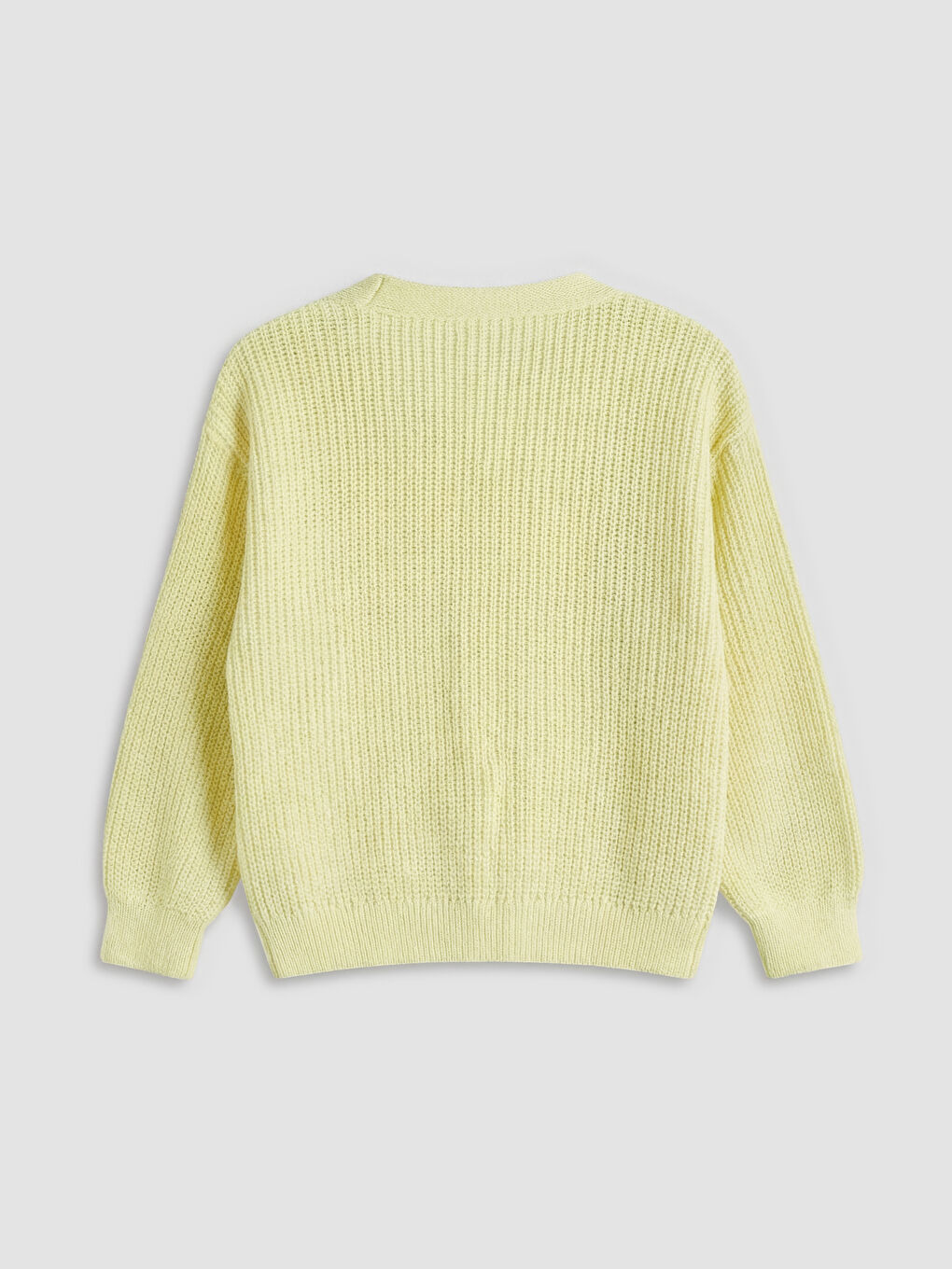 Sarı V Yaka Payet İşlemeli Kız Çocuk Triko Hırka-1