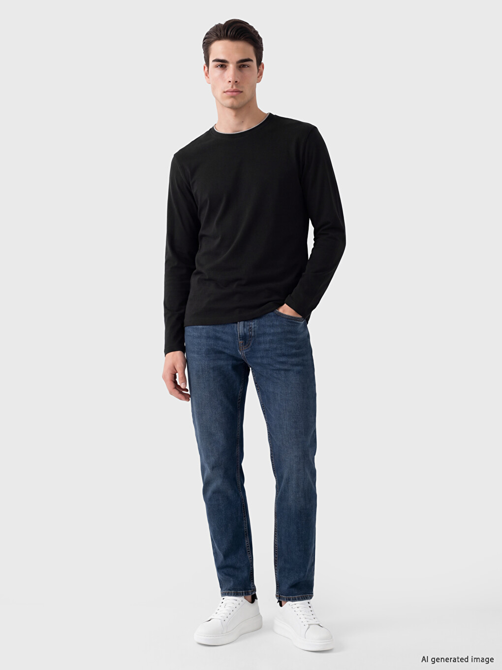 Crew Neck Long Sleeve Men's Pyjamas Top-1