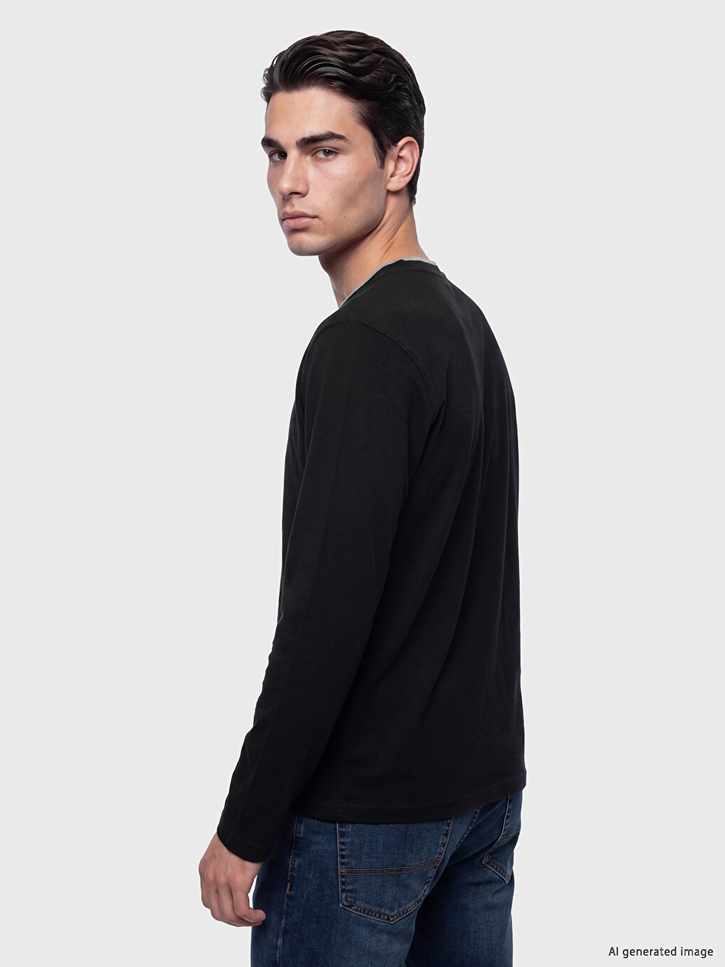 Crew Neck Long Sleeve Men's Pyjamas Top-2